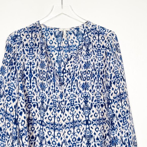 NEW Joie Ramona Blue Printed Silk Popover Blouse M - Picture 3 of 9